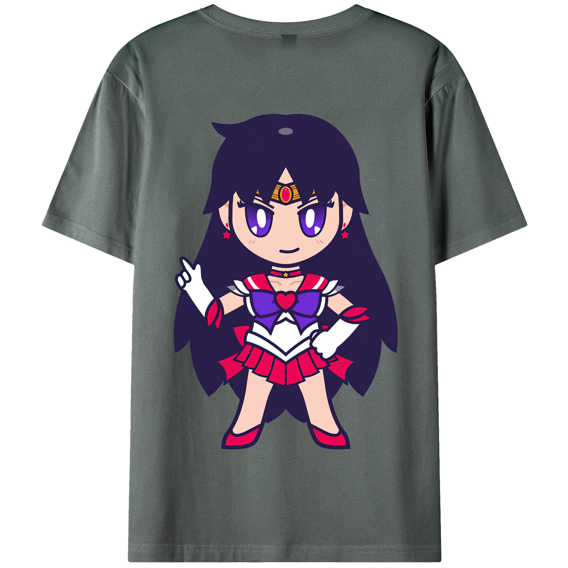 （画像用） 美少女戦士セーラームーン 火野レイ ひの レイ Sailor Moon Hino Rei （セーラーマーズ,Sailor Mars） 綿100％半袖Tシャツ（背面プリント）
